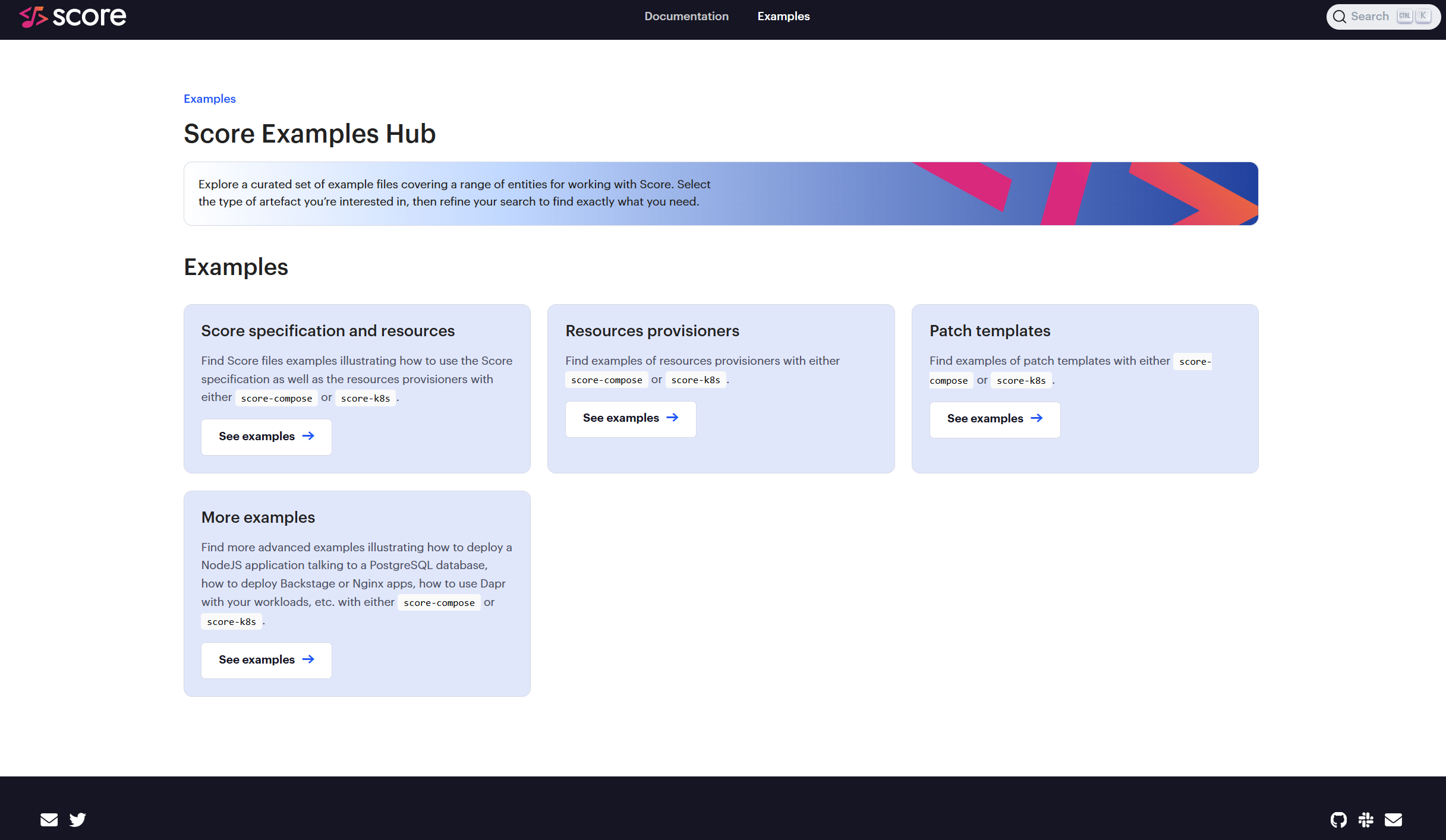 Screenshot of the Score Examples Hub Homepage